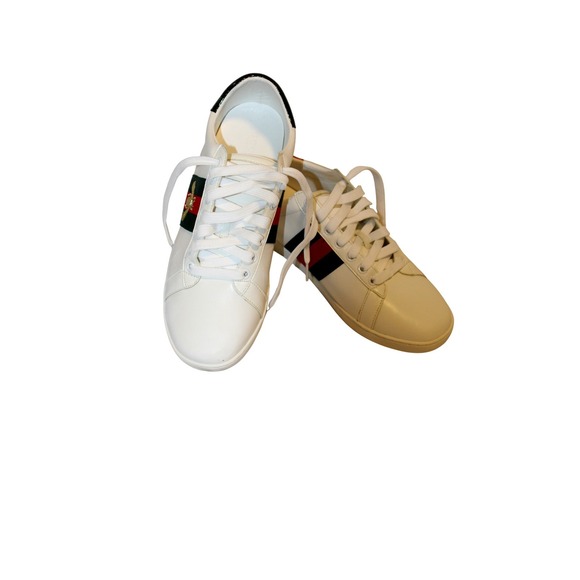 Gucci Ace Shoes Mens Size 11 White Green Red Bee Stripe Leather Low Top Sneakers - Picture 1 of 4
